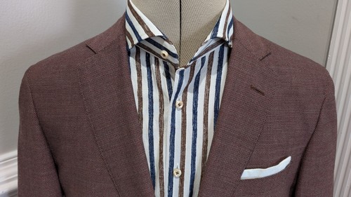 Hugo Boss Men's Hartlay Drago Super 130 Wool Blazer Size US 38R EU 48 Dark Red - Picture 3 of 20
