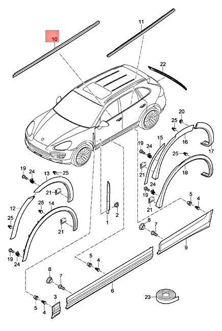Genuine PORSCHE Cayenne Cover Right Platinum Silver Metallic  