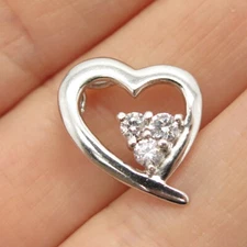 925 Sterling Silver C Z Open Heart Slide Pendant