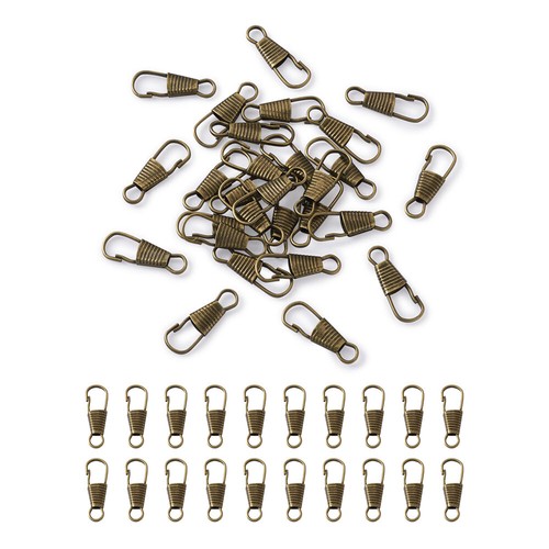 100pcs Lanyard Spring Hooks Antique Bronze Iron Snap Clip Fastener Hook 25x9mm - Picture 2 of 33