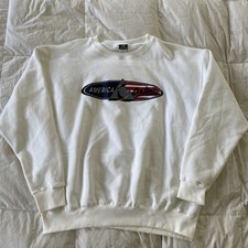 VTG America Online Promo Sweater Mens Sz Xl White Embossed Logo Mint Made In Usa