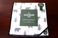 eddie bauer flannel sheet set queen new nip wilderness bears and trees