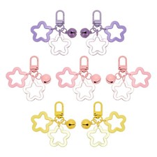 Star Keychain, 7 Pcs Candy Color Acrylic Pentagram Keychain, Pink/Yellow/Purple