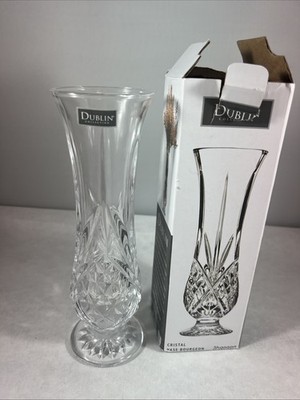 Dublin Collection Shannon By Godinger Crystal Bud Vase 8.5 in Tall Clear Read
