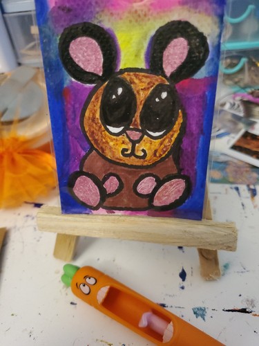 ACEO Art Card Original Painting Artist Amy Daisee Cocktails With Cows Series