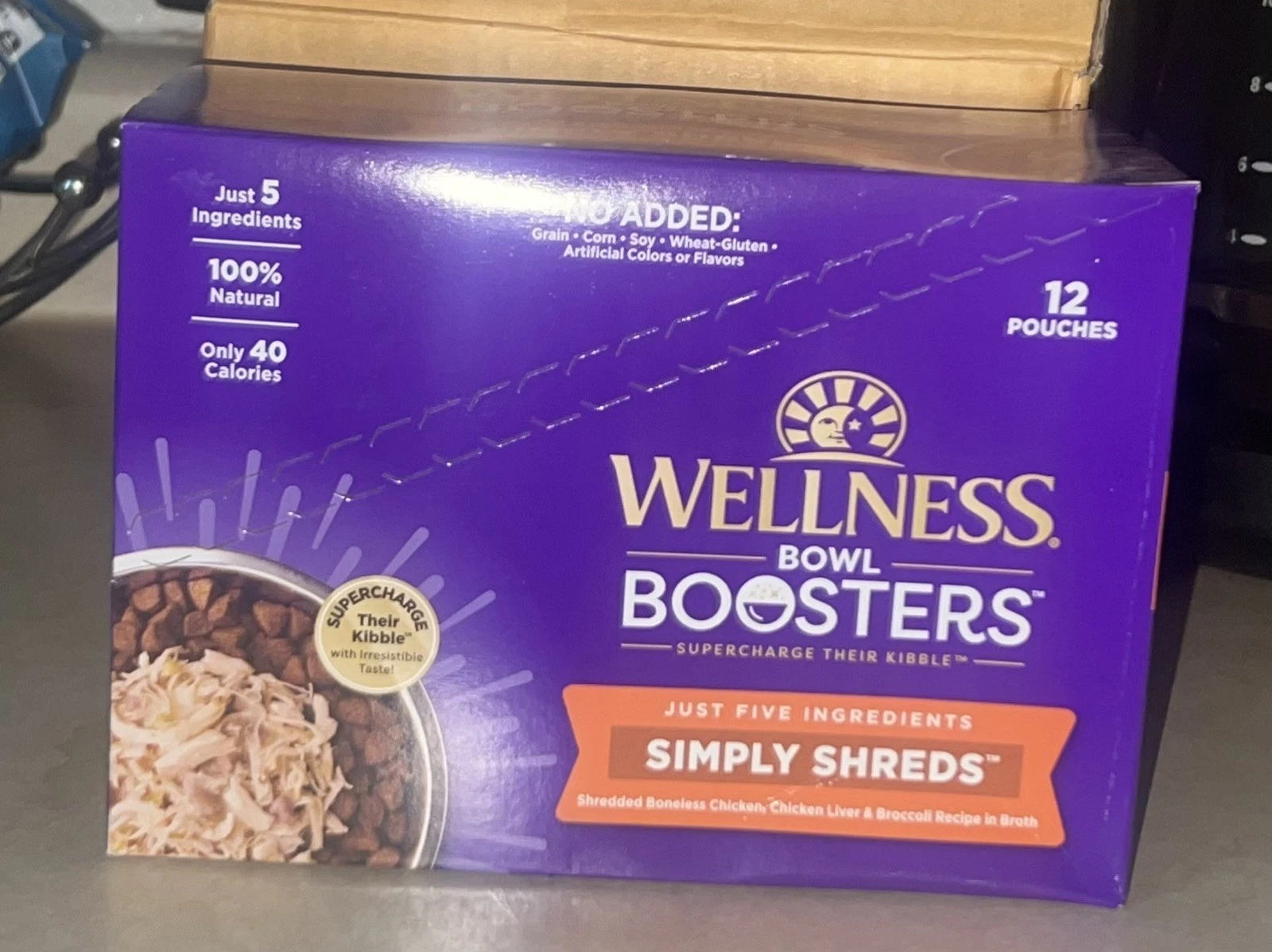 Wellness Bowl Boosters Chicken Liver Broccoli Dog Food Topper 12 ct 28Oz 06/26