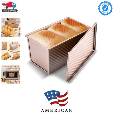 Pullman Loaf Pan with Lid, 1 lb Dough Capacity Non-Stick Bakeware for Baking ...