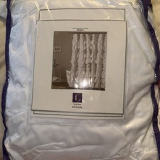 White Kemmy Ruffled Fabric Bathroom Shower Curtain Coquette 72x72 Inch