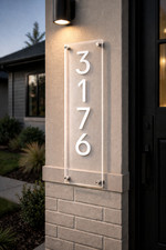 Vertical Address Sign Acrylic House Number Plaque Custom Outdoor Modern