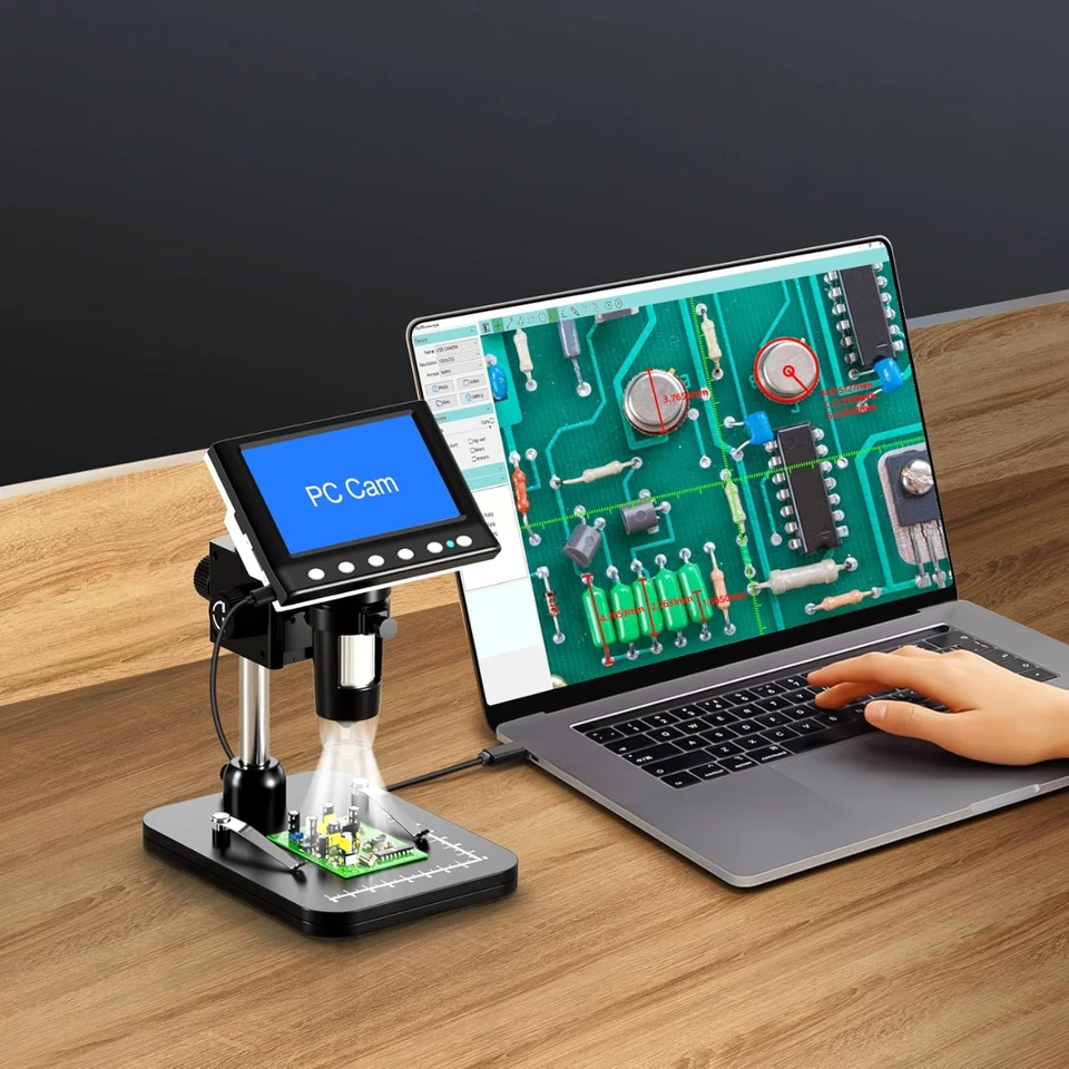 Microscopio Digitale Foto Video 4.3" 1000X 1080HD LCD 8 LED USB Monete Saldatura - Immagine 4 di 4