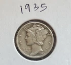 1935 Mercury Dime VF Philadelphia New Deal Era 90% Silver Winged Liberty US Coin