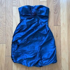 Metallic Blue Strapless Mini Cocktail Party Dress - size Small