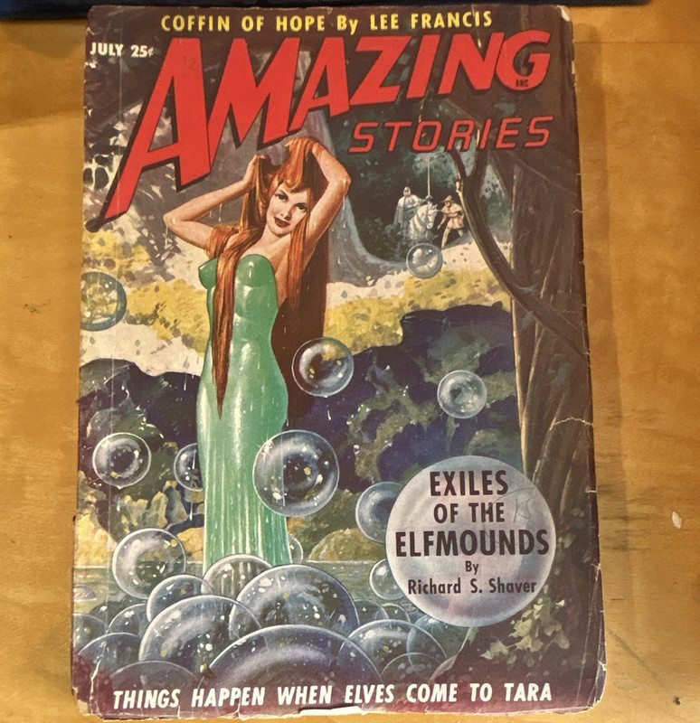 Amazing Stories Magazine July Sci-Fi English Illus Shaver Lee Francis "Exiles"