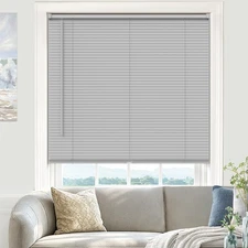 UNISHADES 100% Privacy L-Shaped Blades Mini Blinds for Indoor Windows 1" Viny...