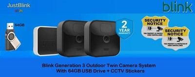 Blink Generation 3 Home Security Outdoor 2 Kamerasystem + 64GB USB + CCTV: NEU