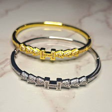 2er Set Armreif-Armband Gold & Silber mit Str...