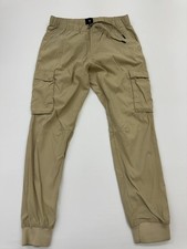 H&M Mens Beige Utility Cargo Trousers Slim Fit Size M Elasticated Drawstring