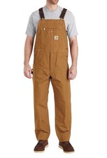 CARHARTT Bib Overalls: Men's, 34/32 Brown, Cotton, Zipper,