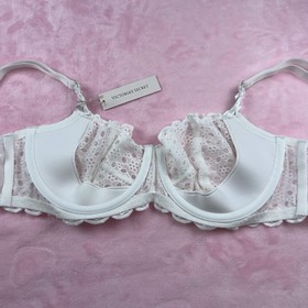 Victoria's Secret Dream Angels White Eyelet Unlined Uplift Sling Bra 34B NWT