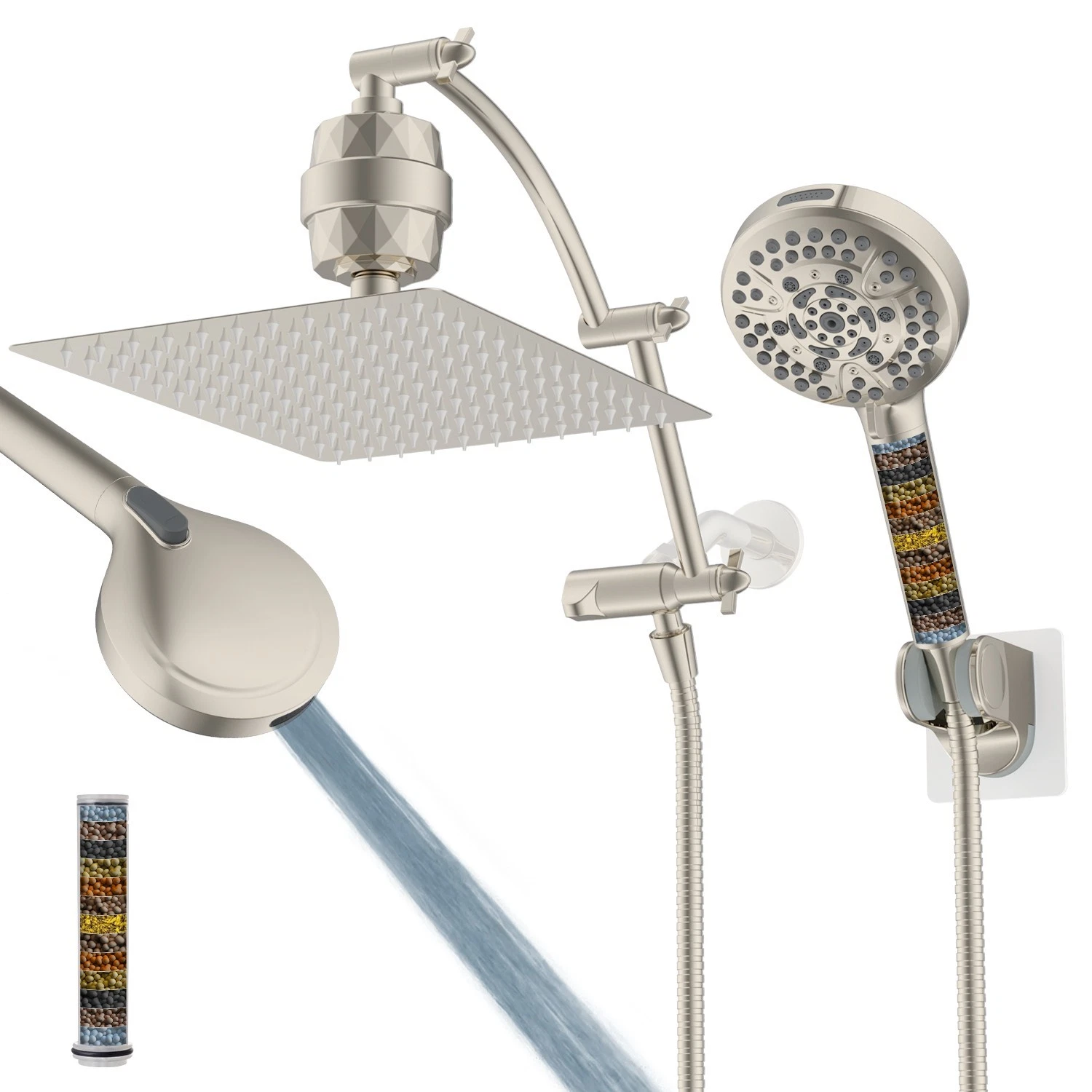 High Pressure Rain Shower Head with Handheld Spray Combo Filtered Shower Head
Opens in a new window
