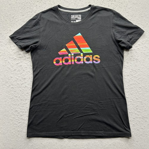 Adidas Go-To Performance Tee Men's Medium Black Multicolor Logo T-Shirt