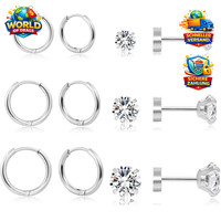 Ohrringe Set 6 Paar Hypoallergen 316L Chirurgenstahl Creolen Ohrstecker Damen