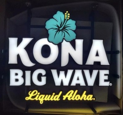 Kona Beer Brewing Big Wave Liquid Aloha Hawaii Tiki Beach Led Light Up Sign New