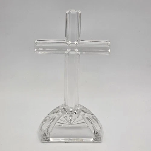Vintage Marquis Waterford Crystal Cross Figurine Standing 7” Tall Crucifix