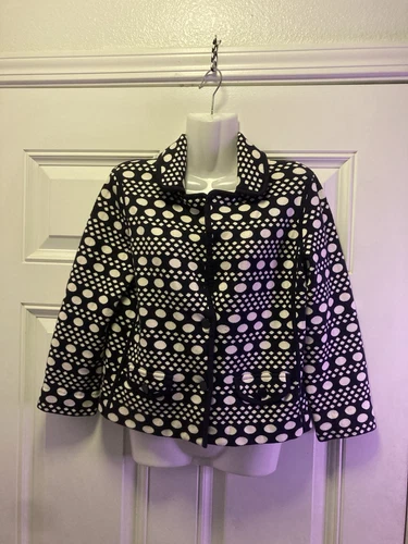 Giacca blazer Tory Burch Elijah bianco e nero a pois donna taglia M bottone