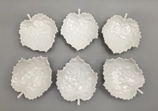 KPM White Porcelain Leaf Butter Pats Set of 6