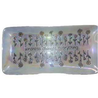 Kindness Changes Everything Iridescent Floral Platter 10x5 Or Trinket Tray