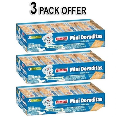 Bimbo Mini Doraditas Sugar Crispy Puff Pastry 8 packs Pastries 12.72 oz (3 Pack)