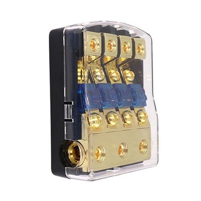 4 Way Fuse Holder HiFi Auto Fuse Distribution Block 60 Amp 12V Fusible Suppor...