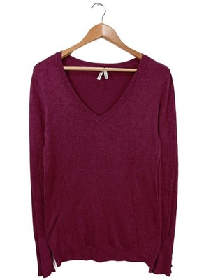 ATMOSPHERE V-Ausschnitt-Pullover Damen Pullover Gr. DE 42 purpur Casual-Look