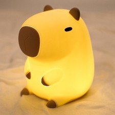 UNEEDE Cute Capybara Night Light, Novelty Animal Silicone Nursery Night Light Re