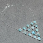 Caribbean Larimar Pear Shape Gemstone Handmade Gift Jewelry Necklace 18" SR 2572