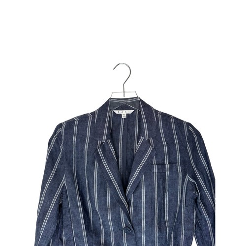 CAbi Blazer Singel Breasted Work Office Blue White Linen Nautical Blazer Size 4 - Picture 4 of 12