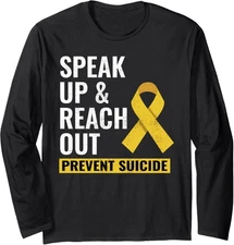 World Suicide Prevention Awareness Day Yellow Ribbon Long Sleeve T-Shirt
