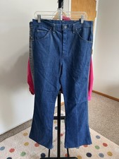 VTG 70s/80s Bell Bottom Flare Jeans High Waist Blue Denim 34x34