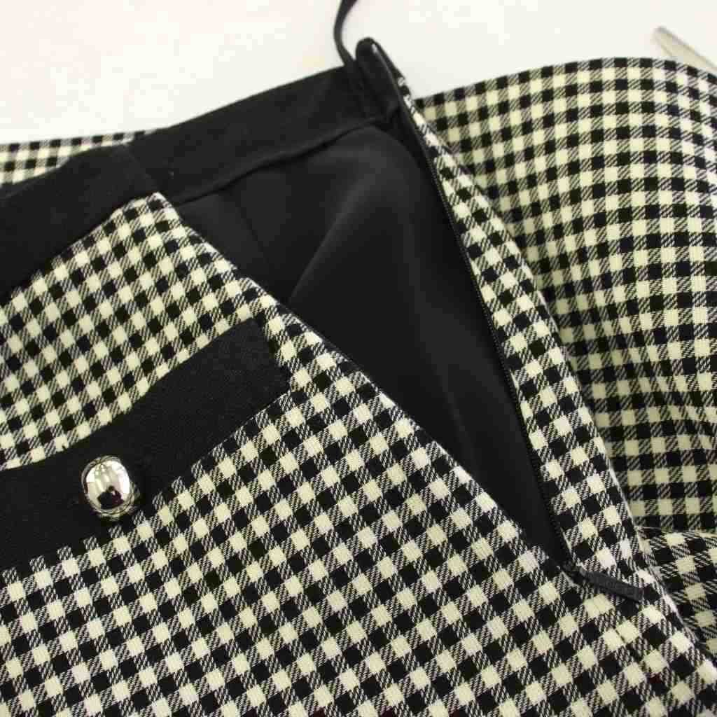 【Skirts】GUCCI Women's Mini Gingham Check Tight Skirt Size 38 White/Black thumbnail 6