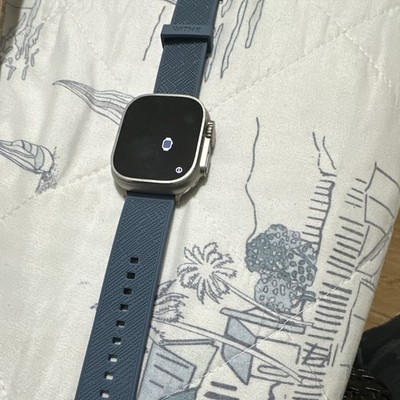 Apple Watch Ultra 49mm Titanium Silver Case, Blue Band, 32GB Unlocked