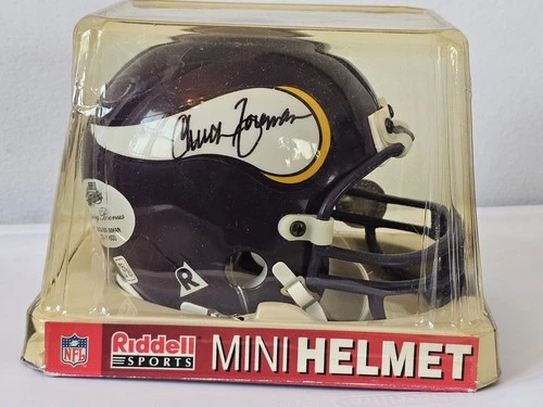 Minnesota Vikings NFL Riddell Mini Helmet Signed Autograph Chuck Foreman #44