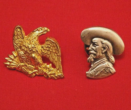 19th CENTURY Orig Restrikes 1850's Eagle Pin & 1890's Buffalo Bill Cody Pin 1"ea