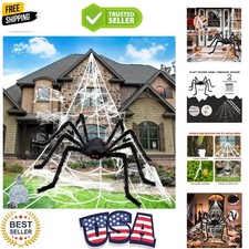 Halloween Decorations Outdoor Spider Webs: 1Pcs Giant Spiders - 200'' Triangu...