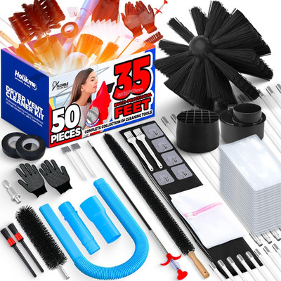50 Pieces 35 Feet Dryer Vent Cleaner Kit, Dryer Cleaning Tools, Include Dryer Ve