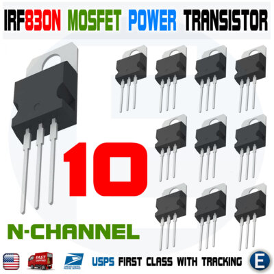 10pcs IRF830 ''IR'' Power MOSFET N-Channel 4.5A 500V Transistor 100W
