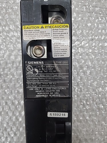 Siemens QS2125H Plug On Circuit Breaker 125A 2P 120/240V 1PH QSH ( USED ) - Picture 8 of 11