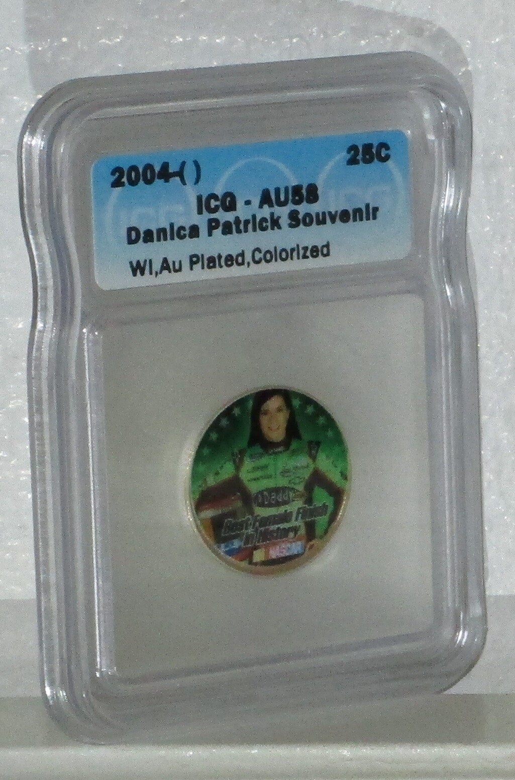 DANICA PATRICK BEST FEMALE FINISH GOLD plated & Colorized WI QUARTER AU58 by IGC-image