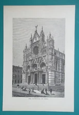ITALY Exterior of Siena Cathedral - 1875 Engraving Print