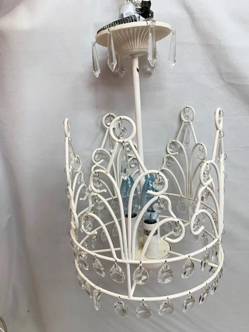 Lámpara colgante Jubilee corona blanca CRISTAL TIARA 3 lámparas Foto 3 de 3